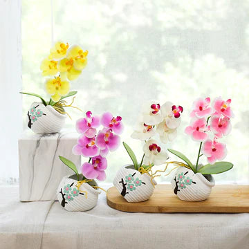 Mini Pots with Silk Orchids